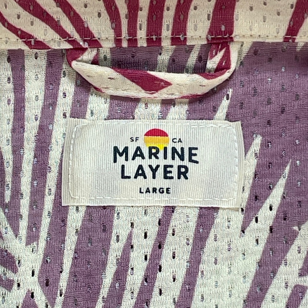 Marine Layer Men's Large Mesh Camp Shirt Sunset Palm Print Summer 2024 17521 - Picture 3 of 7